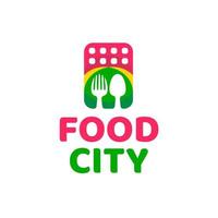 modèle de logo de ville alimentaire dans un style design plat vecteur