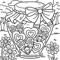 pot de coeurs saint valentin coloriage vecteur