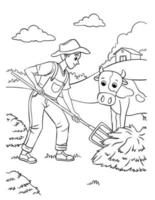 Coloriage fermier pour les enfants vecteur