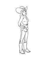 cow-girl isolé coloriage pour les enfants vecteur