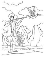 coloriage de chasse au canard pour les enfants vecteur