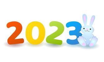 illustration de vecteur nouvel an 2023 avec un lapin et un nombre. typographie pour cartes de voeux, affiches, icône et logo.