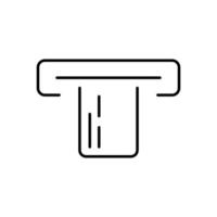 insertion de la carte de crédit dans l'icône de la ligne atm. service bancaire terminal de paiement e business avec pictogramme linéaire de carte de crédit. icône de contour de transaction financière. trait modifiable. illustration vectorielle isolée. vecteur