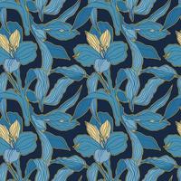 motif transparent bleu foncé avec des bourgeons et des fleurs d'alstroemeria très détaillés vecteur