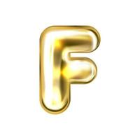 feuille d'or gonflé symbole de l'alphabet, isolé lettre f vecteur