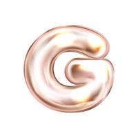 symbole de l'alphabet gonflé feuille rose perl, lettre isolée g vecteur