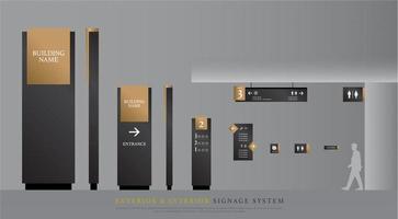 ensemble de signalisation extérieure et intérieure gris foncé et or vecteur