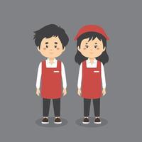 personnage portant l'uniforme de café barista vecteur