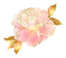 fleur de pivoine rose crème à tendance orientale vecteur