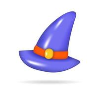 mignon 3d violet sorcière chapeau icône joyeux halloween éléments décoratifs objets vacances dessin animé icône tromper ou traiter effrayant boo illustration vectorielle vecteur