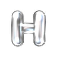 feuille d'argent perl gonflé symbole de l'alphabet, isolé lettre h vecteur
