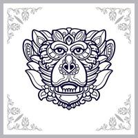 Tête de singe arts du mandala isolé sur fond blanc vecteur