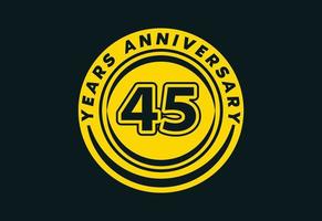 Conception de logo et d'autocollant d'anniversaire de 45 ans vecteur