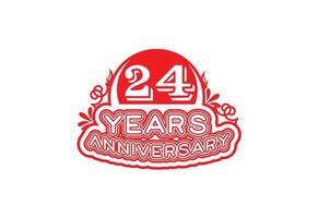 Conception de logo et d'autocollant d'anniversaire de 24 ans vecteur