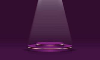 abstrait or violet podium salle vide forme 3d avec conception de lumière spot pour l'affichage du produit présentation studio concept mur minimal scène vecteur