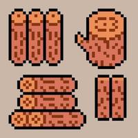 bois, bois dur, bois, bois, chêne, bois style pixel art. jeu d'icônes vectorielles pixel art. illustration pixel art vecteur