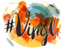 lettrage en vinyle hashtag sur fond spot, orange et rouge vecteur