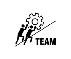 conception d'icône plate dans le concept de travail d'équipe avec engrenage vecteur