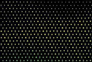 couverture vectorielle vert foncé et jaune avec des symboles de pari. vecteur