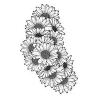 fleur de marguerite zen doodle art design en clip art détaillé graphique vectoriel et belle fleurs dessin au trait coloriage