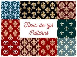 ensemble de motifs vectoriels fleur de lys de lys français vecteur