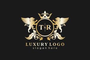 modèle de logo de luxe royal de lion de lettre tr initial dans l'art vectoriel pour le restaurant, la royauté, la boutique, le café, l'hôtel, l'héraldique, les bijoux, la mode et d'autres illustrations vectorielles.