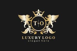 initial à la lettre modèle de logo de luxe royal lion dans l'art vectoriel pour le restaurant, la royauté, la boutique, le café, l'hôtel, l'héraldique, les bijoux, la mode et d'autres illustrations vectorielles.