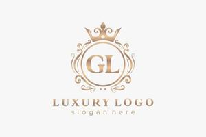 modèle initial de logo de luxe royal de lettre gl dans l'art vectoriel pour le restaurant, la royauté, la boutique, le café, l'hôtel, l'héraldique, les bijoux, la mode et d'autres illustrations vectorielles.
