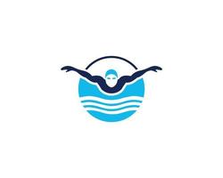 modèle minimaliste de vecteur d'inspiration de conception de logo de natation.