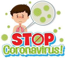 garçon malade avec affiche de coronavirus vecteur