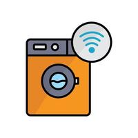 illustration d'icône de machine à laver avec signal. icône liée à l'appareil intelligent. style d'icône de couleur linéaire. conception simple modifiable vecteur