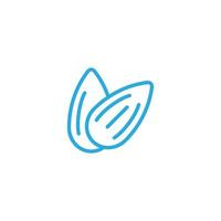 eps10 vecteur bleu icône d'art abstrait amande ou haricot isolé sur fond blanc. symbole de contour de noix dans un style moderne simple et plat pour la conception, le logo et l'application mobile de votre site Web