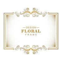 cadre floral doré ornemental avec demi-teintes vecteur