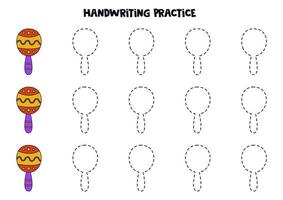 tracer des lignes pour les enfants. maracas dessinés à la main. pratique de l'écriture. vecteur