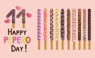 happy pepero day set vector illustration avec carte de fête