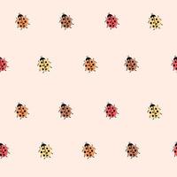 coccinelles printemps modèle vectorielle continue. joli jeu d'icônes de coccinelle modèle sans couture. coccinelles volant sur une route pointillée. coccinelles de dessin animé aux ailes ouvertes. vecteur isolé sur fond blanc.