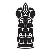 silhouette de masque tiki polynésien isolé sur fond blanc. masque tribal hawaïen. style de dessin animé de vecteur. silhouette noire. vecteur