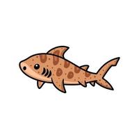 mignon, requin tigre, dessin animé, natation vecteur