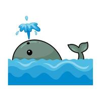 mignon petit dessin animé de baleine nageant vecteur