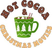 chocolat chaud et films de noël vecteur