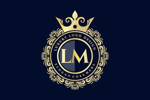 lm lettre initiale or calligraphique féminin floral monogramme héraldique dessiné à la main antique style vintage luxe logo design vecteur premium