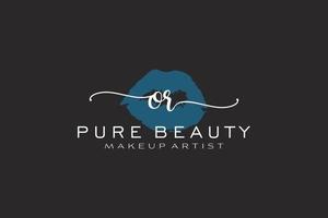 création de logo préfabriqué pour les lèvres initiales ou aquarelles, logo pour la marque d'entreprise de maquilleur, création de logo de boutique de beauté blush, logo de calligraphie avec modèle créatif. vecteur