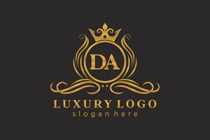modèle initial de logo de luxe royal de lettre da dans l'art vectoriel pour le restaurant, la royauté, la boutique, le café, l'hôtel, l'héraldique, les bijoux, la mode et d'autres illustrations vectorielles.