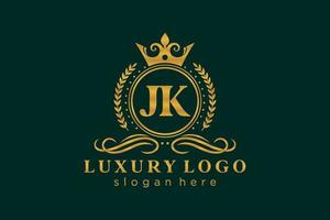 modèle initial de logo de luxe royal de lettre jk dans l'art vectoriel pour le restaurant, la royauté, la boutique, le café, l'hôtel, l'héraldique, les bijoux, la mode et d'autres illustrations vectorielles.