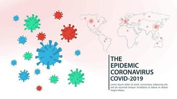 bannière de la carte du monde de l'épidémie de virus covid-19 vecteur