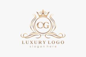 modèle de logo de luxe royal de lettre cg initiale dans l'art vectoriel pour le restaurant, la royauté, la boutique, le café, l'hôtel, l'héraldique, les bijoux, la mode et d'autres illustrations vectorielles.