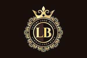 lb lettre initiale or calligraphique féminin floral monogramme héraldique dessiné à la main antique style vintage luxe logo design vecteur premium