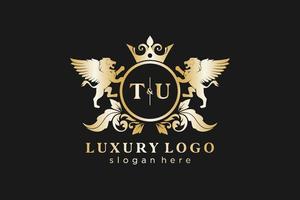 modèle de logo de luxe royal lion lettre initiale tu dans l'art vectoriel pour le restaurant, la royauté, la boutique, le café, l'hôtel, l'héraldique, les bijoux, la mode et d'autres illustrations vectorielles.