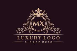 mx lettre initiale or calligraphique féminin floral monogramme héraldique dessiné à la main antique vintage style luxe logo design vecteur premium