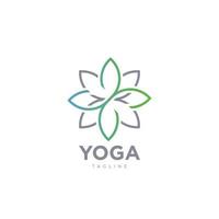 modèle de conception de logo de yoga en forme de fleur propre simple vecteur